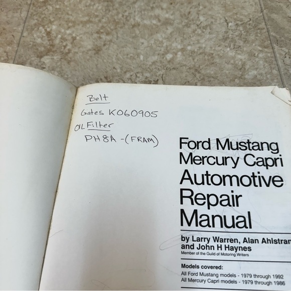 Ford Mustang 1979-1992 Mercury Capri 1979-1986 Haynes Auto Repair Manual - Picture 6 of 6